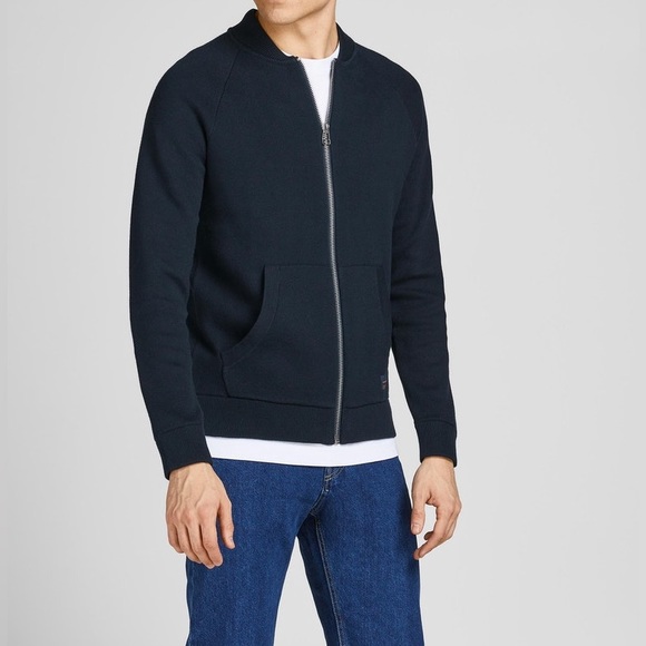 Jack & Jones Navy Knit Bomber Cardigan - Picture 2 of 7